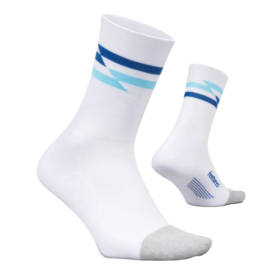 Feetures Unisex Elite Light Cushion Mini Crew in White Track AW26
