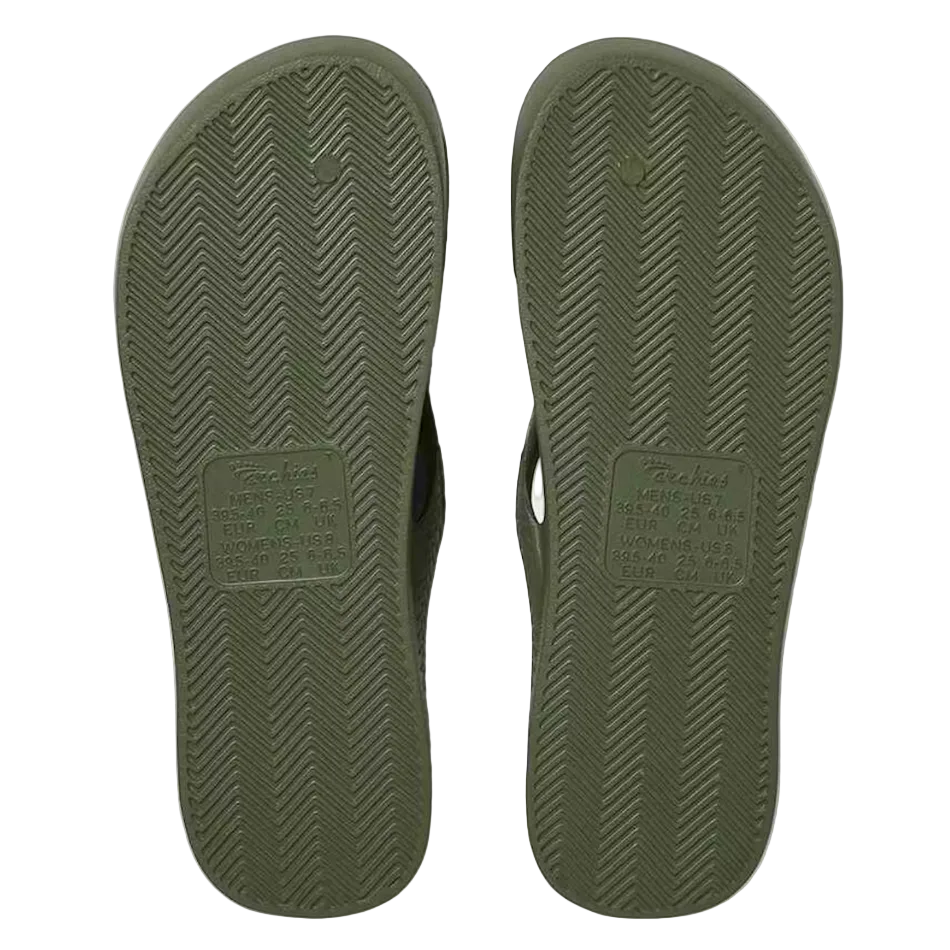 Archies Arch Support Flip Flops in Khaki