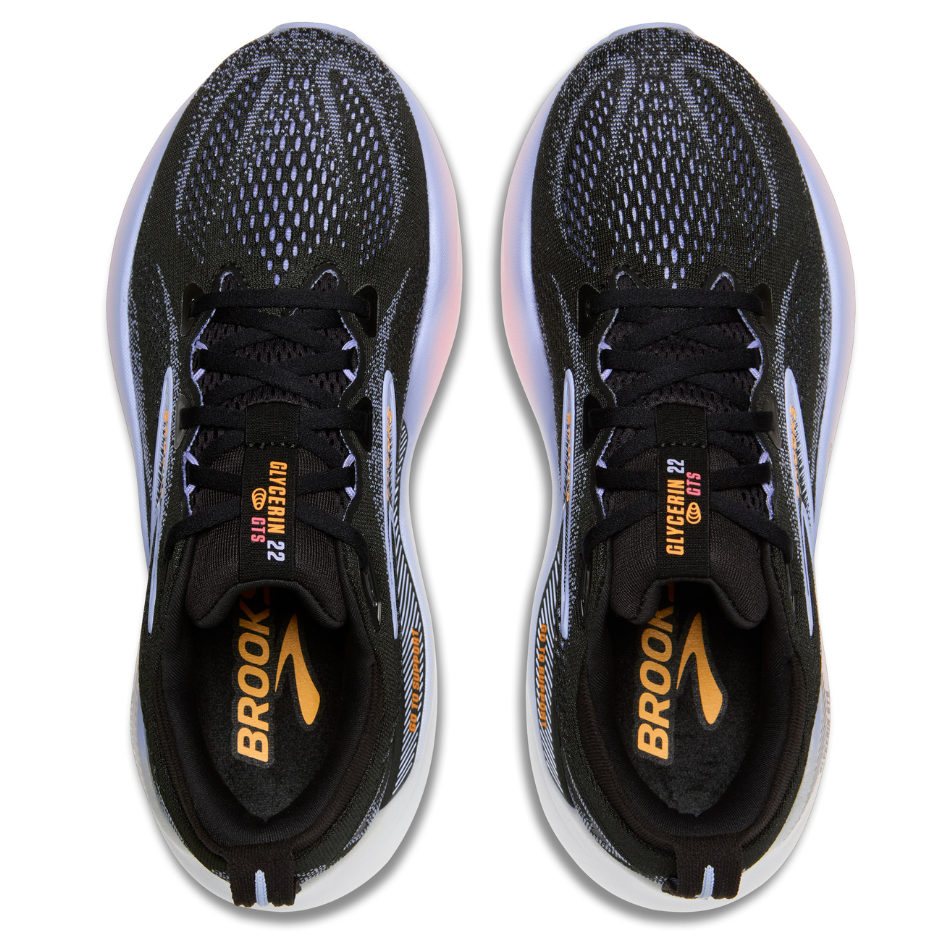 Brooks Women's Glycerin GTS 22 Running Shoes in Black/Blue Heron/Orange AW25
