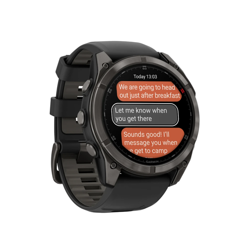Garmin Fenix 8 Pro GPS Watch 51mm LTE in Sapphire, Carbon Grey DLC Titanium with Black/Pebble Gray Silicone Band