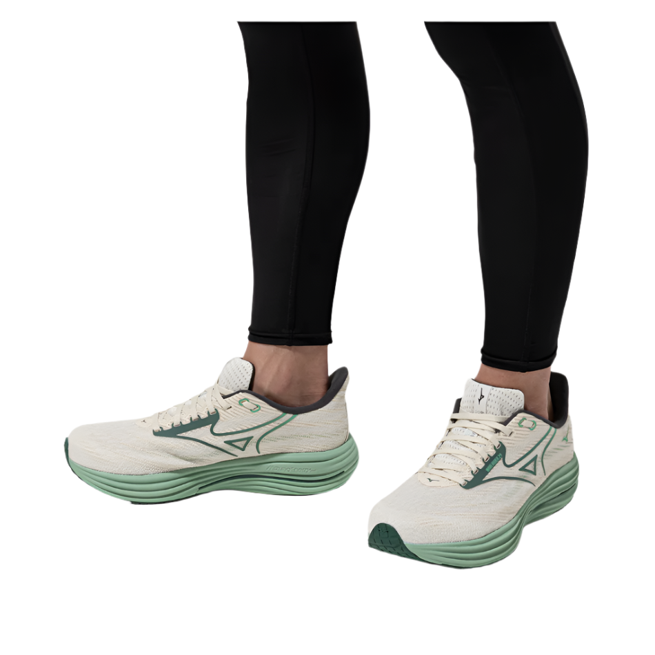 Mizuno Men's Wave Rider 29 Running Shoes in Snow White/Bistro Green/Crème De Menthe AW25