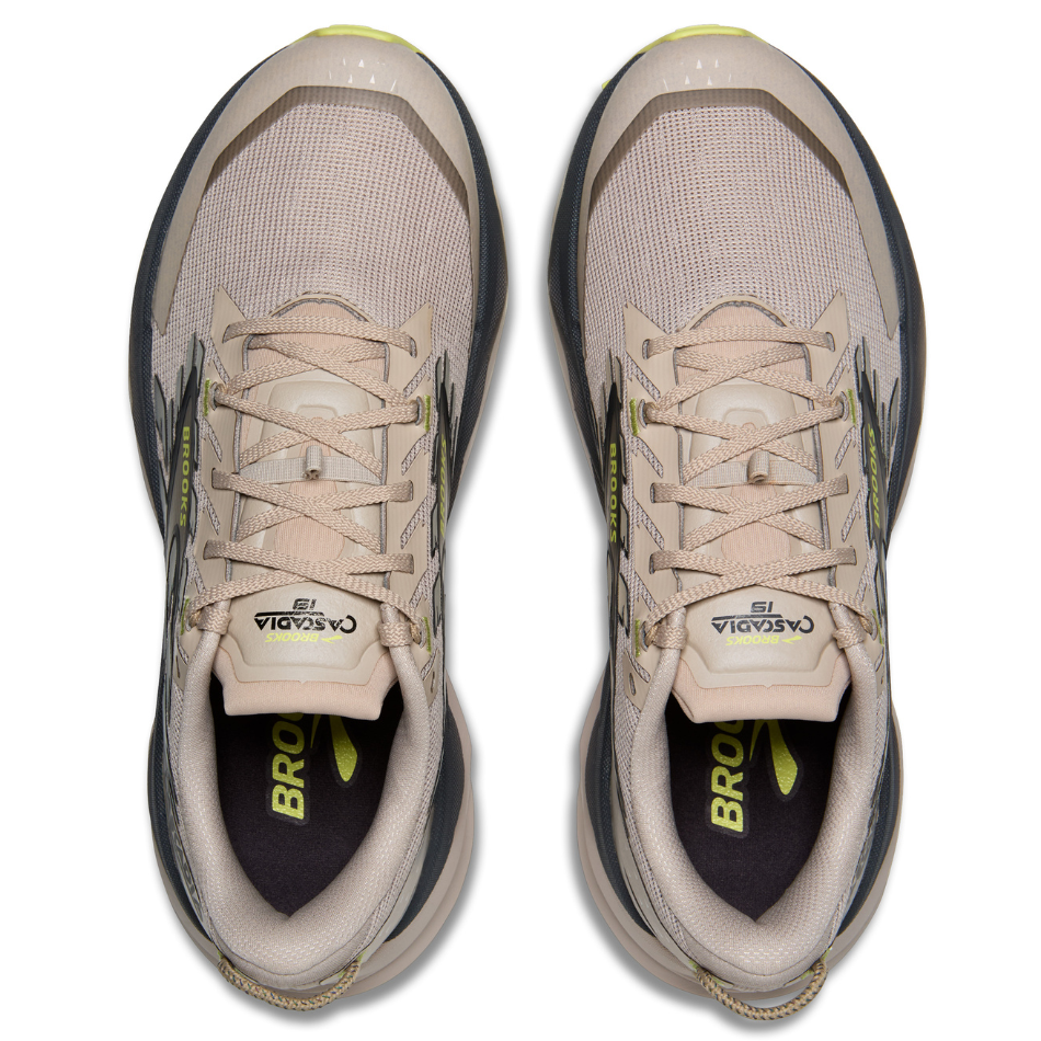 Brooks Men's Cascadia 19 Trail Running Shoes in Chateau/Ebony/Sunny Lime AW25