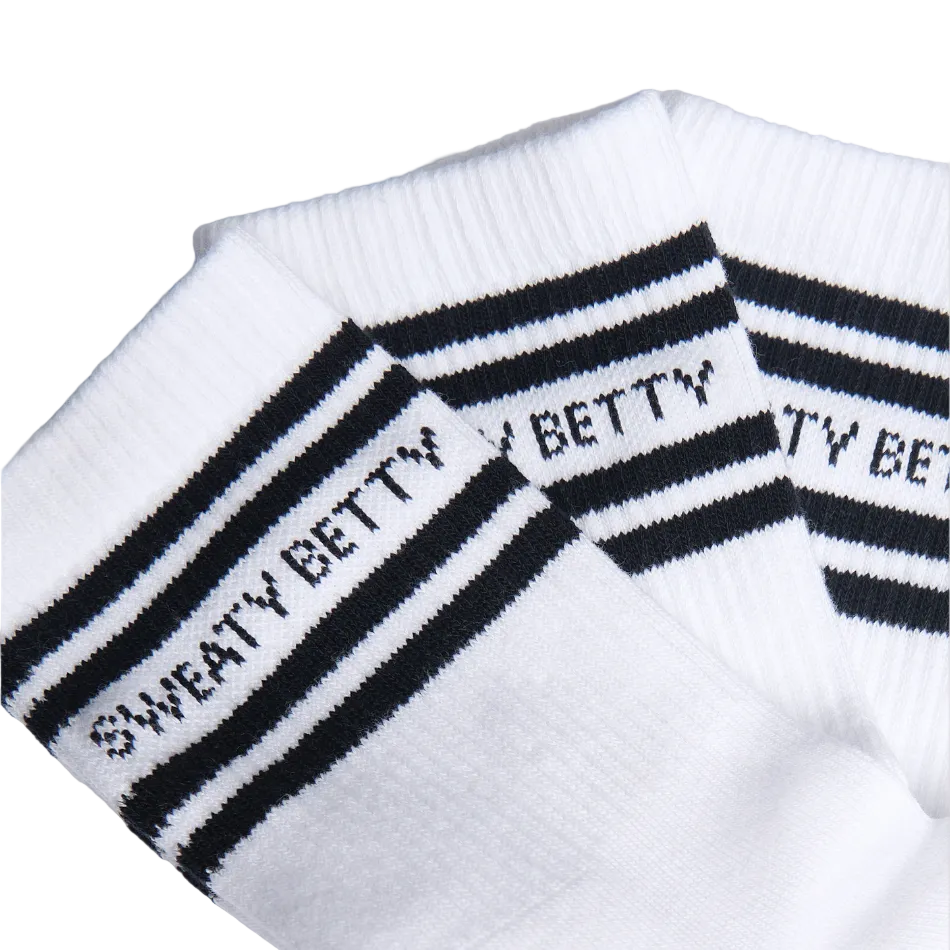 Sweaty Betty Varsity Slogan Socks 3 Pack in White/Black SS26