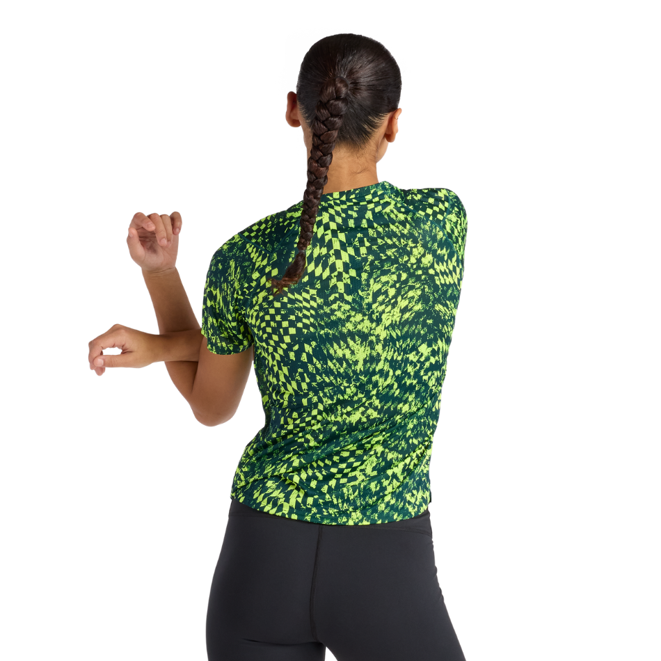 New Balance Women's London Edition Athletics Print T Shirt in Alkaline Green SS26