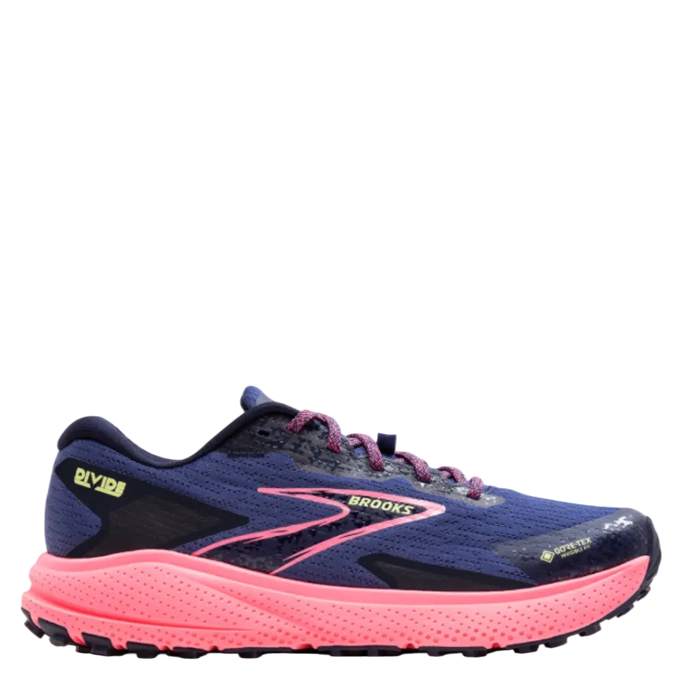 Brooks Divide 5 GTX Women's Running Shoes in Grey Blue/Pink/Lime