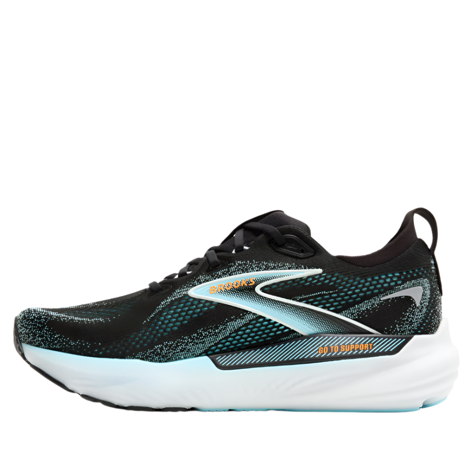 Brooks Men's Glycerin GTS 22 Running Shoes in Black/Atomizer/Blazing Orange AW25