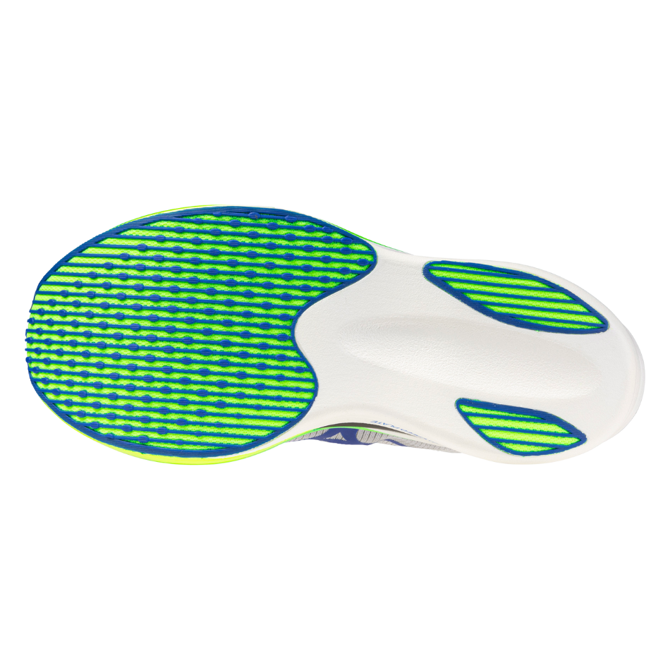 Mizuno Unisex Hyperwarp Elite Running Shoes in White/Lightening Yellow/Dazzling Blue SS26