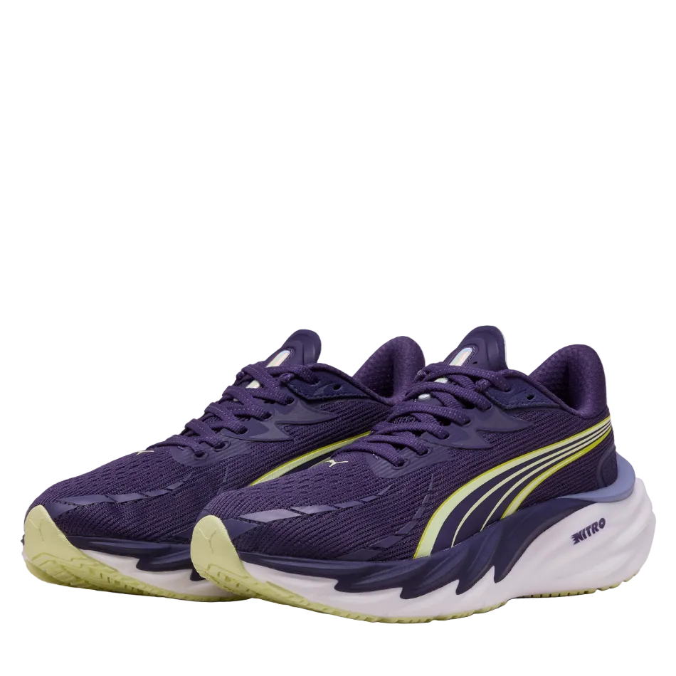 PUMA Women's Velocity NITRO 4 Running Shoes in Deep Plum/Apple Spritz SS26
