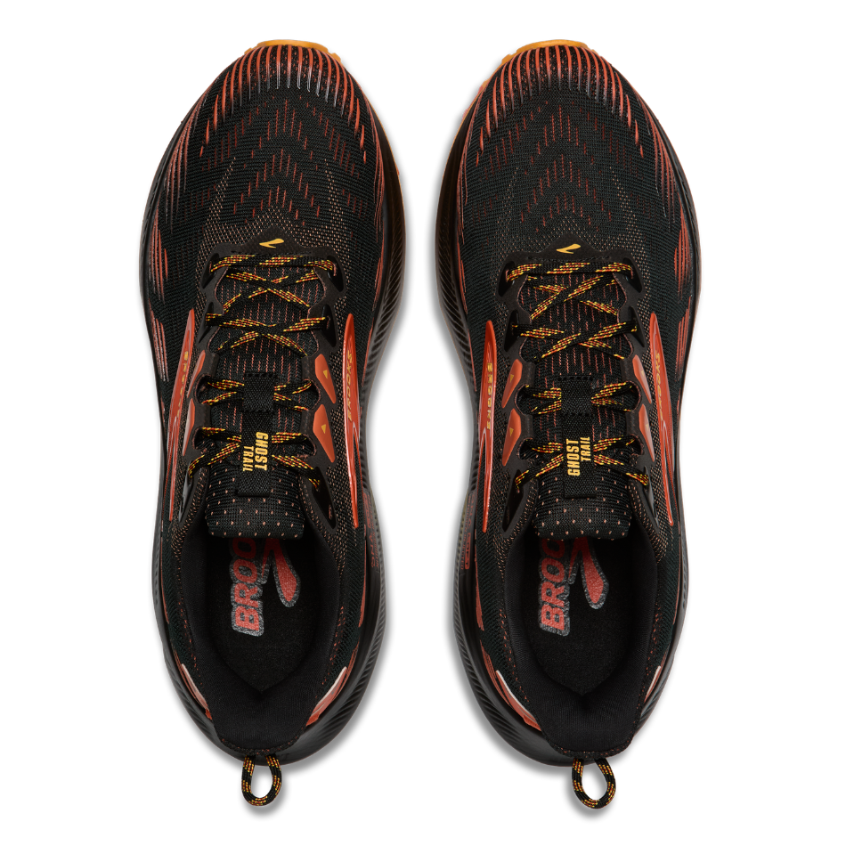 Brooks Men's Ghost Trail Running Shoes in Black/Red/Orange AW26