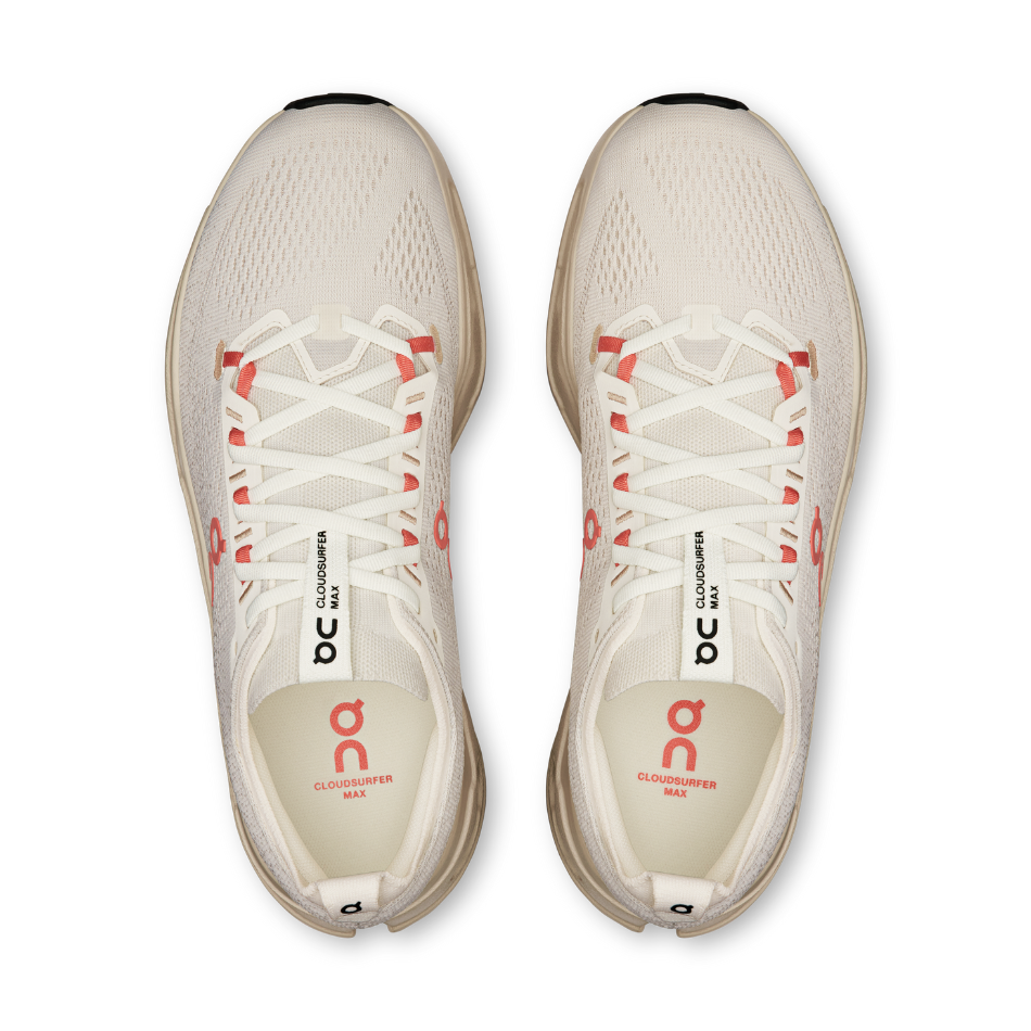 On Men's Cloudsurfer Max Running Shoes in Ivory/Salmon AW25