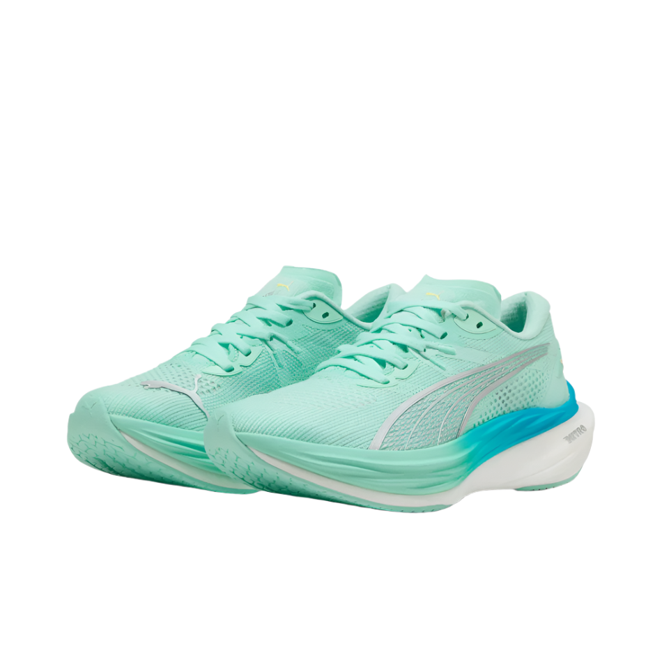 PUMA Women's Deviate NITRO 3 Running Shoes in Mint Melt/Speed Blue AW25