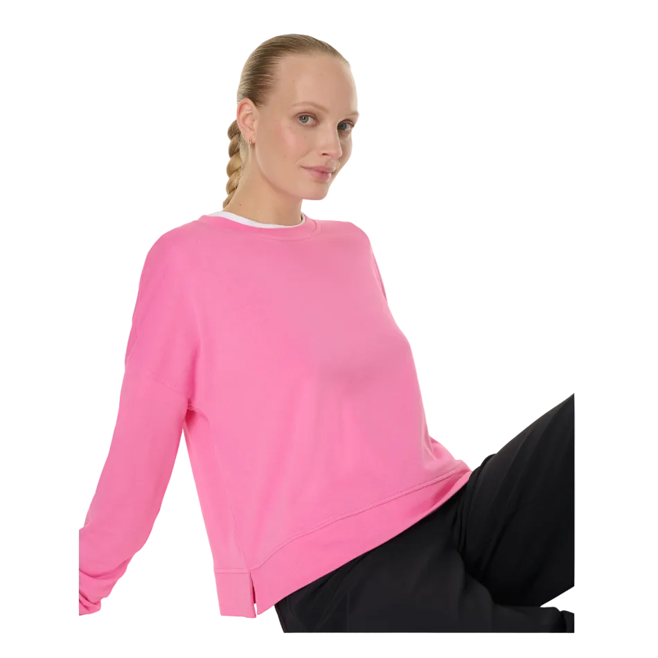 Sweaty Betty After Class Crop Sweatshirt in Guava Pink SS26