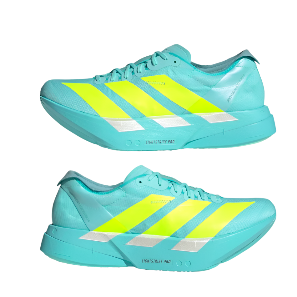 adidas Men's Adizero Adios Pro 4 Running Shoes in Flash Aqua/Lucid Lemon/Mint Ton AW25