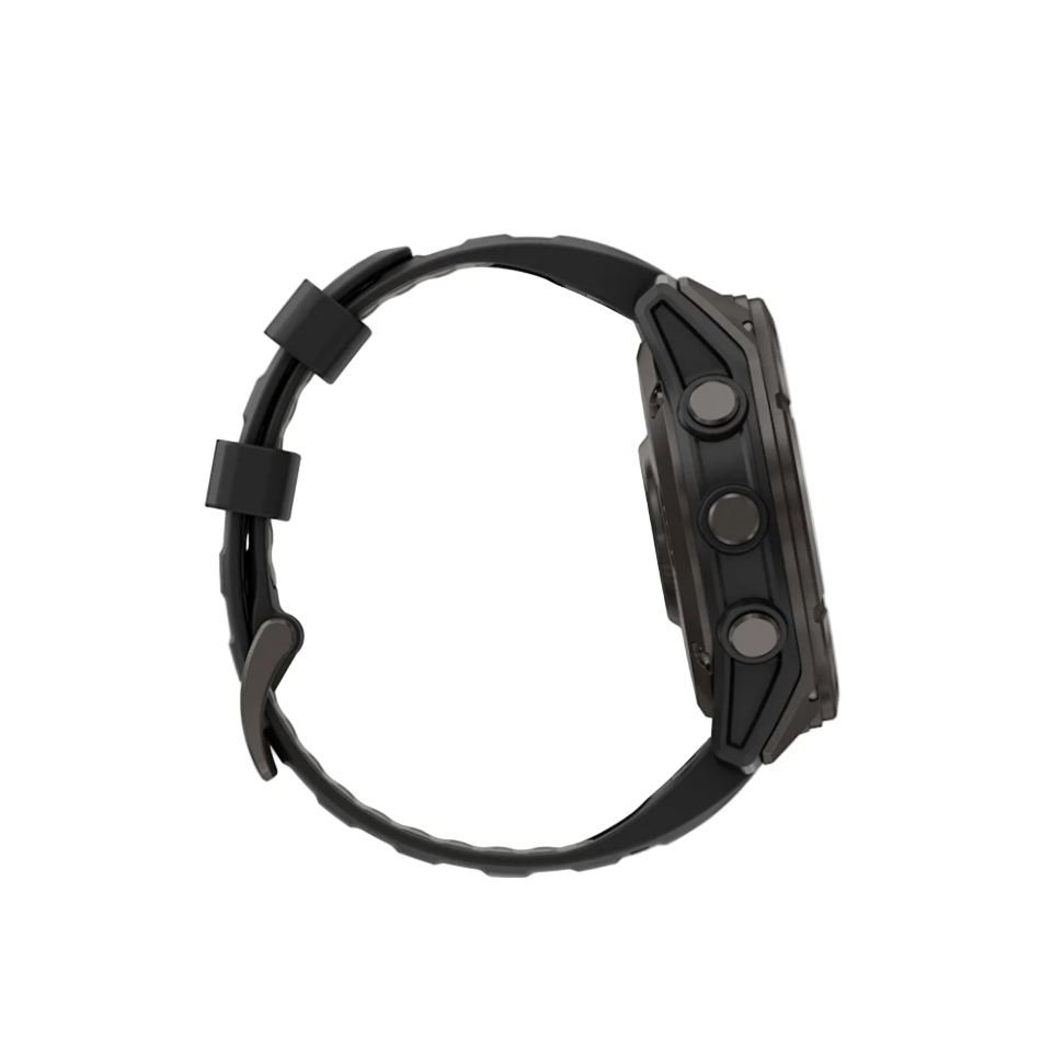 Garmin Fenix 8 Pro GPS Watch 51mm LTE in Sapphire, Carbon Grey DLC Titanium with Black/Pebble Gray Silicone Band