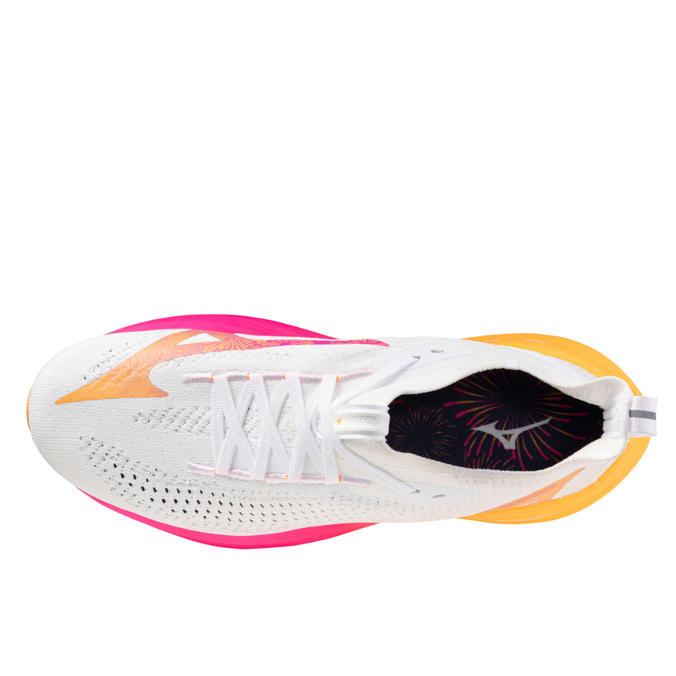 Mizuno Unisex Neo Vista 2 Running Shoes in White/White/Pink Tetra AW25