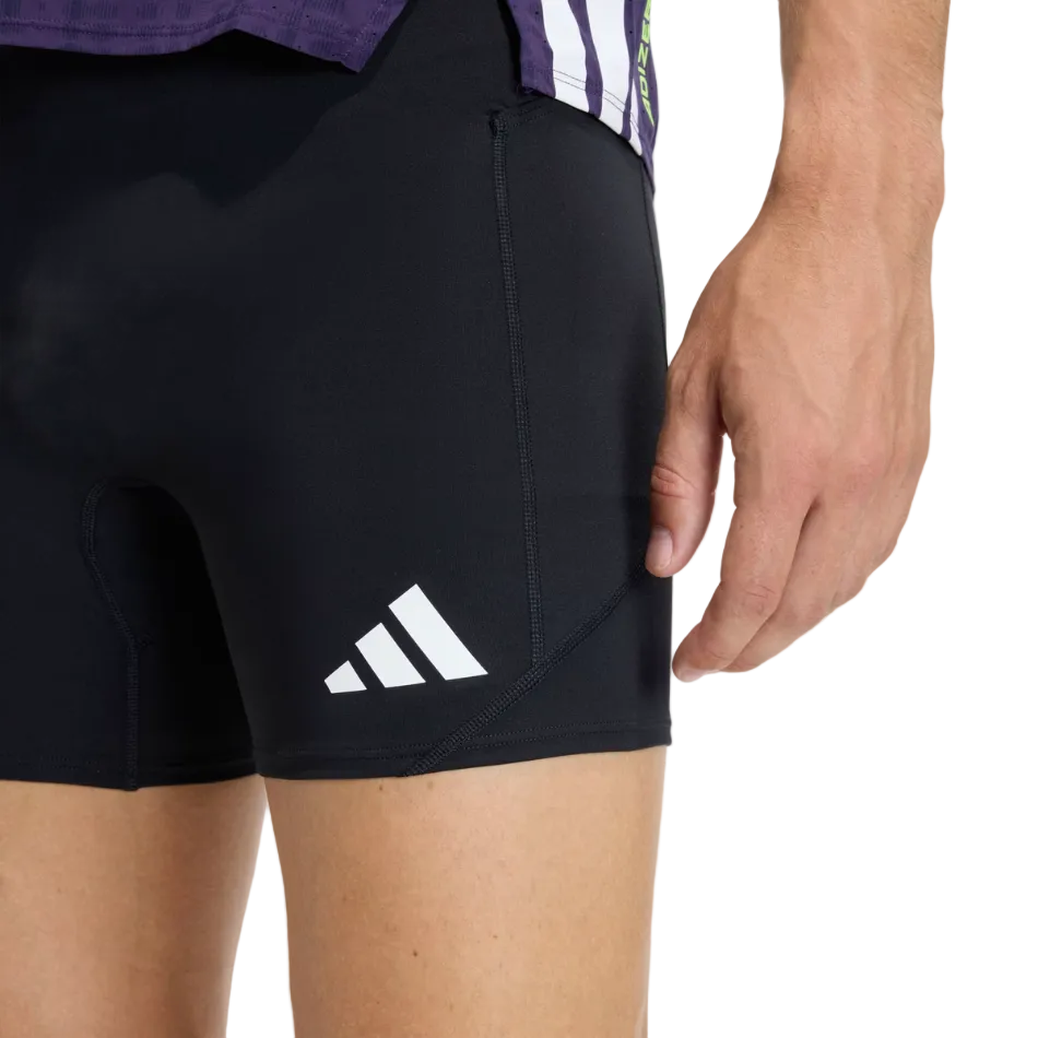 adidas Men's Adizero Running Short Pocket Tights in Black SS26