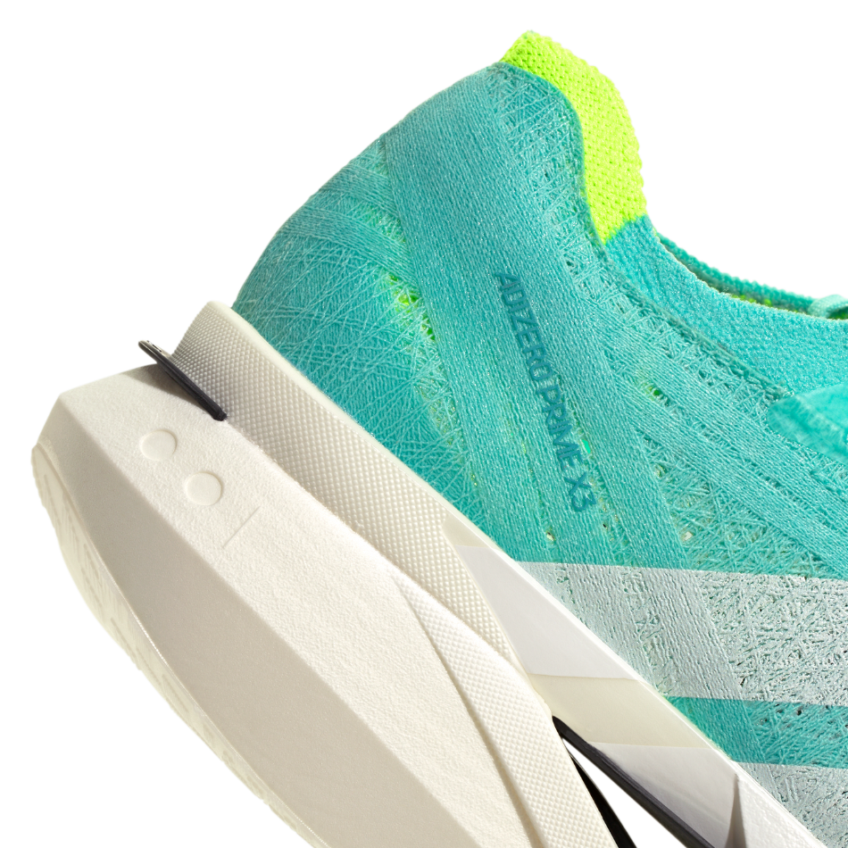 Adidas Unisex Adizero Prime X3 Strung Running Shoes in Flash Aqua/Zero Metalic/Lucid Lemon AW25
