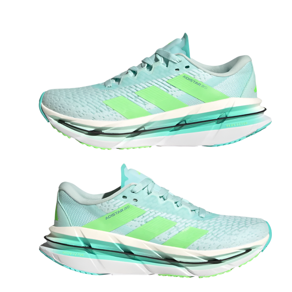 Adidas Women's Adistar BYD Running Shoes in Halo Mint/Lime Burst/Flash Aqua AW25