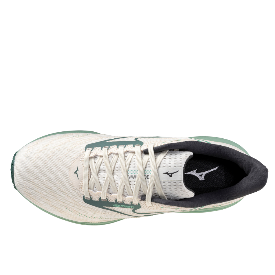 Mizuno Men's Wave Rider 29 Running Shoes in Snow White/Bistro Green/Crème De Menthe AW25