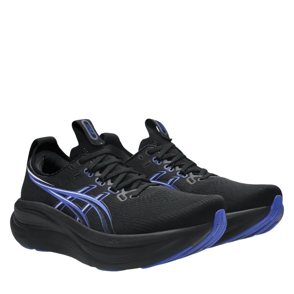 ASICS Men's GEL-NIMBUS 28 Running Shoes in Black/Neon Blue AW26