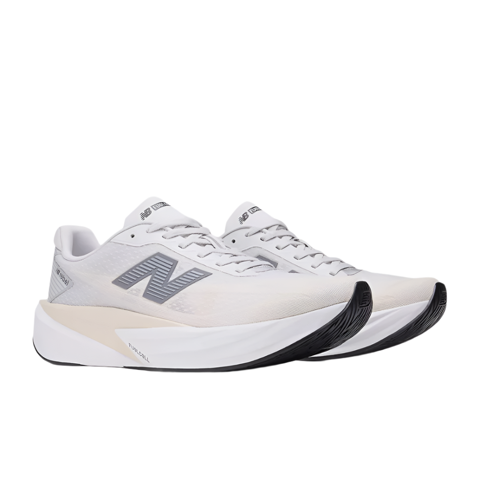 New Balance Men's Fuelcell Rebel v5 Running Shoes in Grey Matter/Linen/White AW25