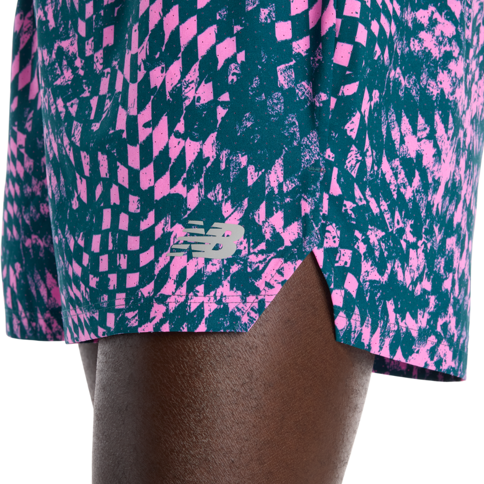 New Balance London Edition RC Print Short 5" in Pink Heat SS26