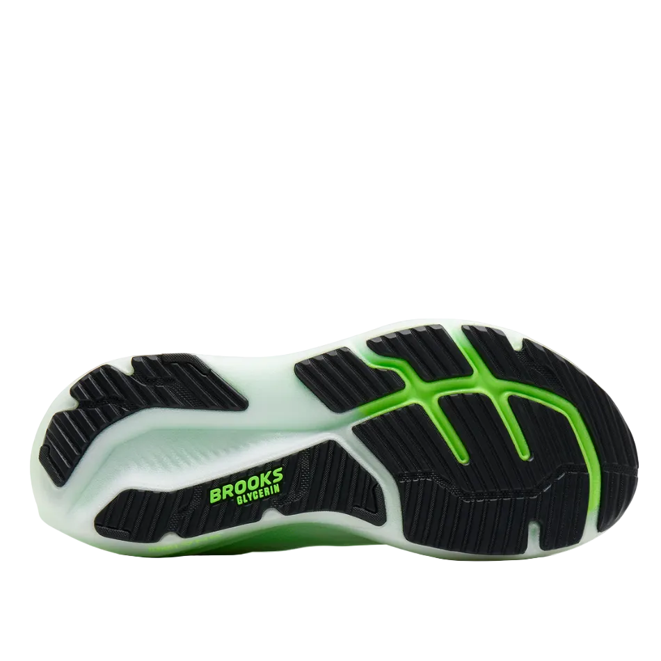 Brooks Men's Glycerin 23 Running Shoes in White/Phantom/Green Gecko SS26