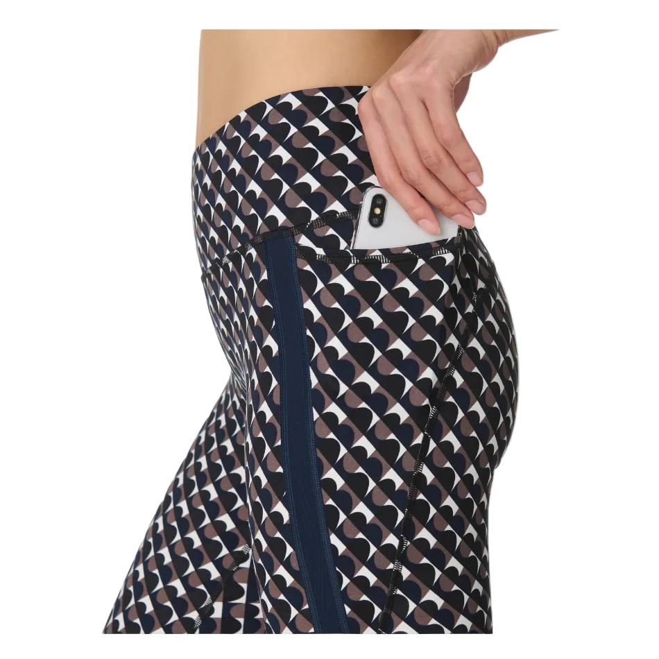 Sweaty Betty Power 7/8 Side Stripe Workout Leggings in Brown Arch Geo Print SS26