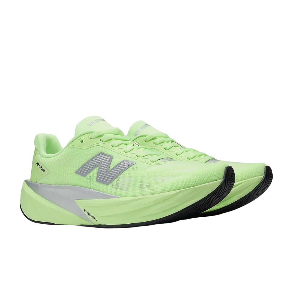 New Balance Women's Fuelcell Rebel v5 Running Shoes in Lab Green/Silver Metallic/White AW25