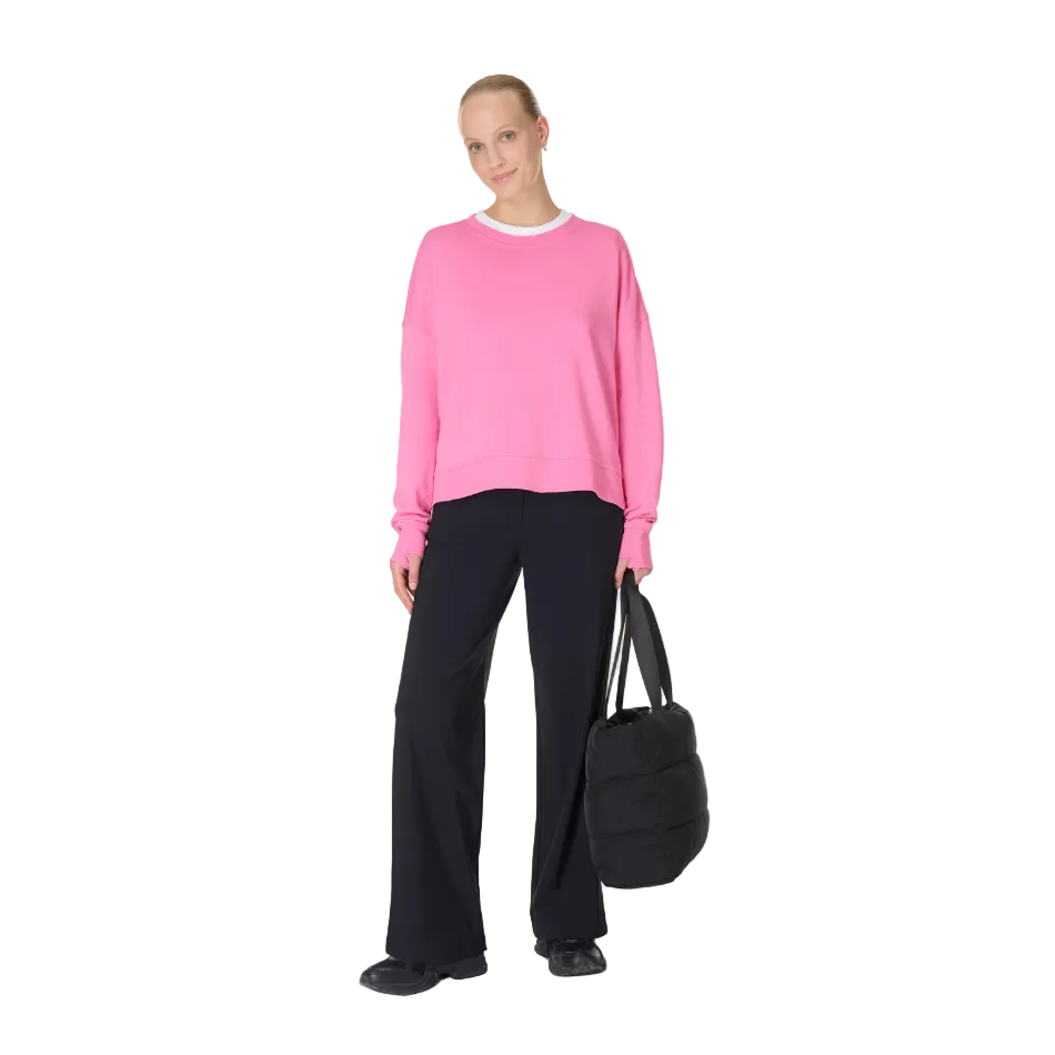 Sweaty Betty After Class Crop Sweatshirt in Guava Pink SS26