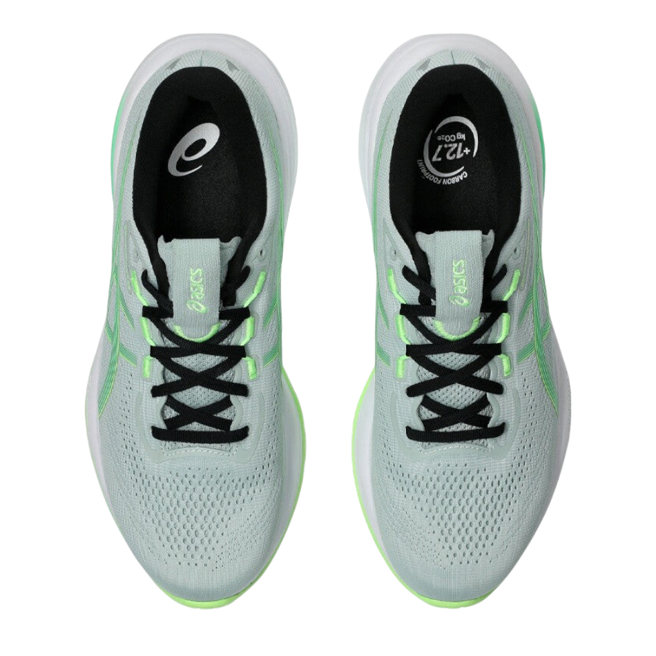 Up & Running ASICS GEL-CUMULUS 28 running shoes in cold moss and vital green with breathable mesh and cushioned soles