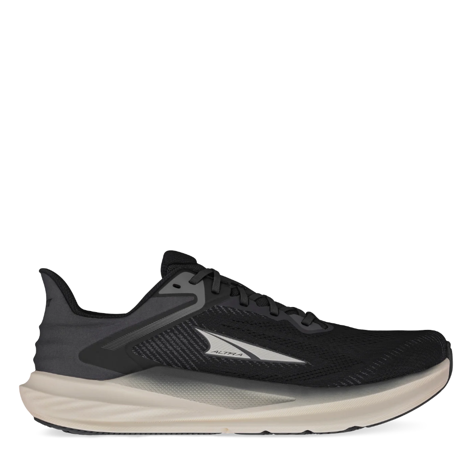 Up & Running Altra Torin 8 men's running shoes in black and white with a breathable jacquard mesh upper