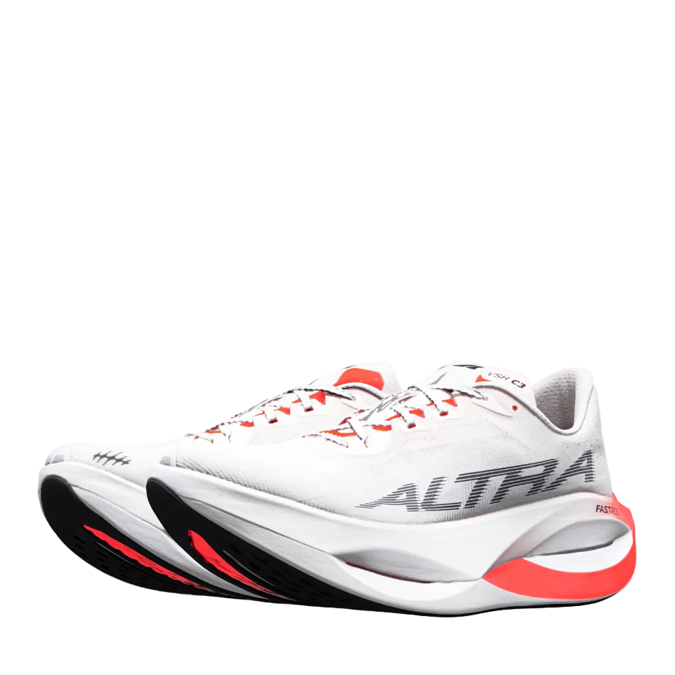 Altra Women's Vanish Carbon 3 Running Shoes in White/Black/Fiery Coral, side angle