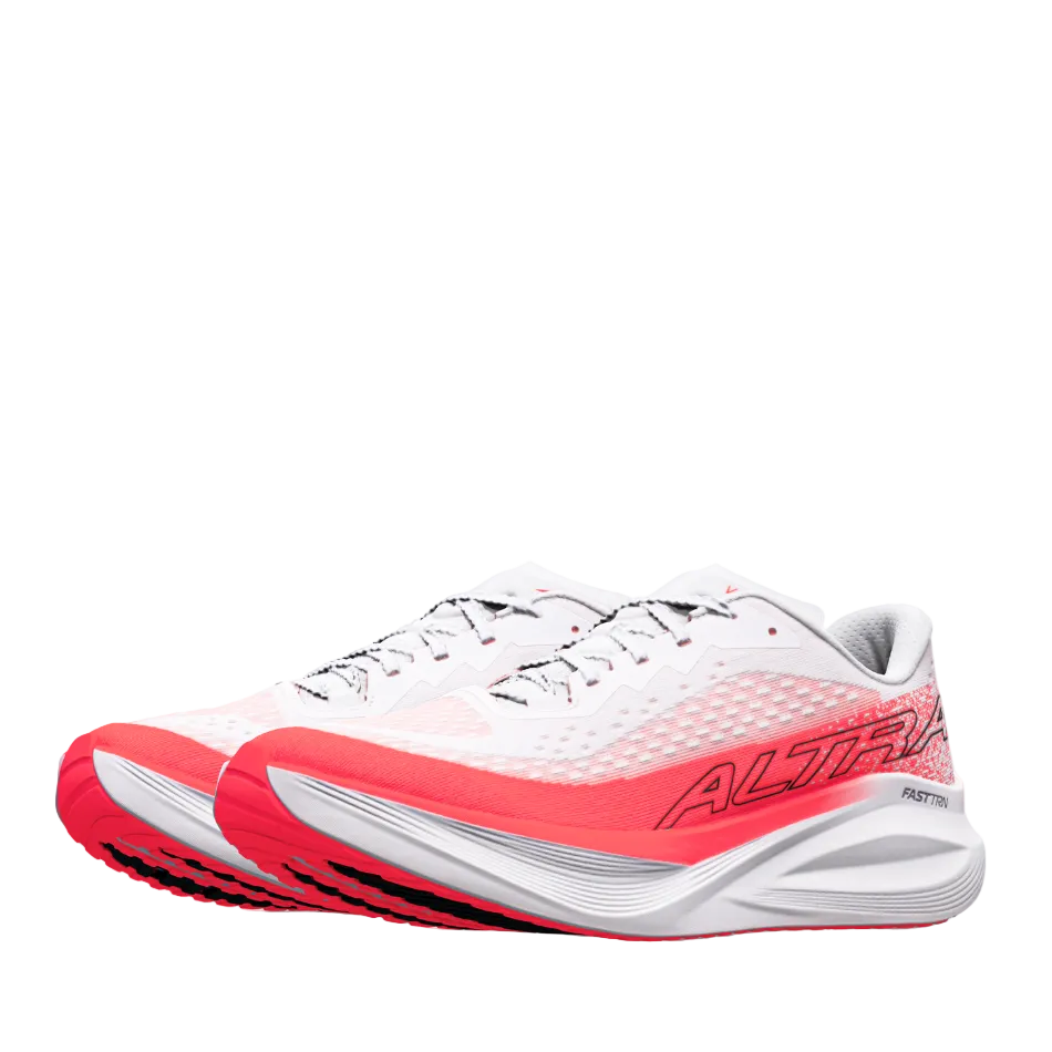 Altra Women's Vanish Tempo 2 Running Shoes in White/Fiery Coral, side angle