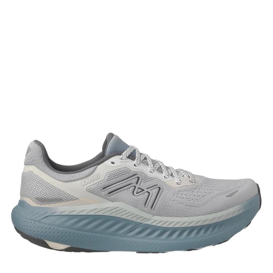 Up & Running Karhu Mestari Run 2.0 running shoes in pearl and windward blue with breathable IdealKnit mesh upper.