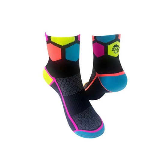Monkey Sox Ultra Hex Sports Socks in Black Multi
