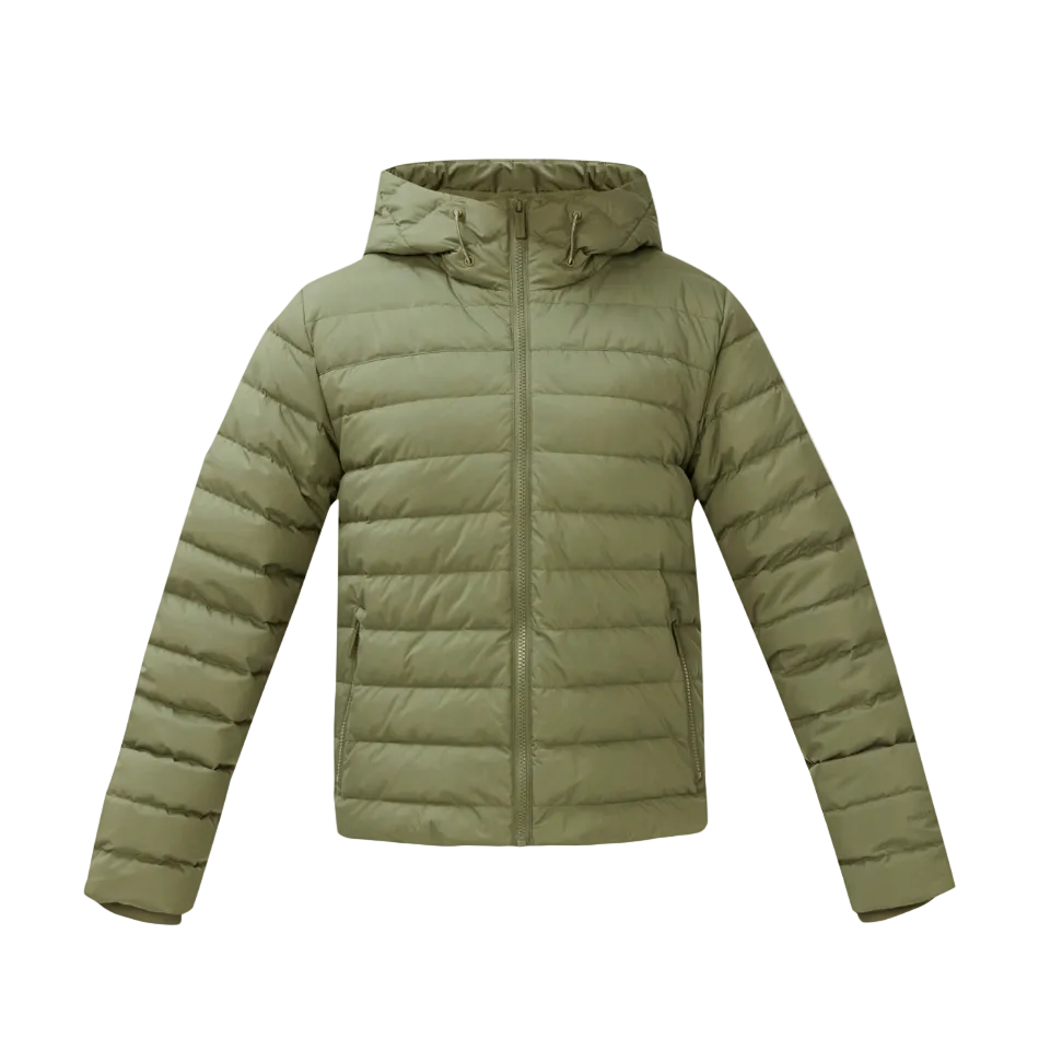 Nimbus Lightweight Short Puffer in Bracken Green, front view