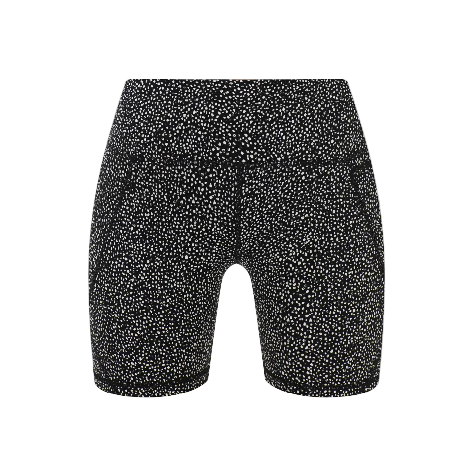 Power 6" Shorts in Black Micro Dot Print, front view