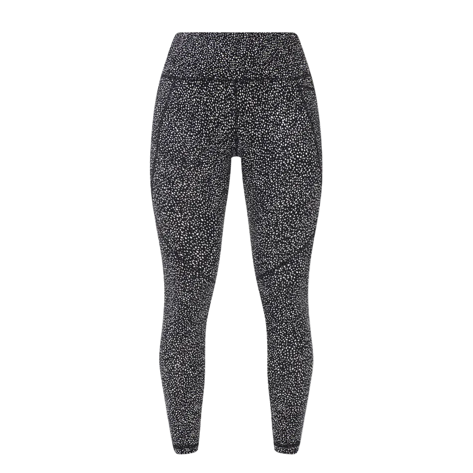 Power 7/8 Workout Leggings in Black Micro Dot Print, front view