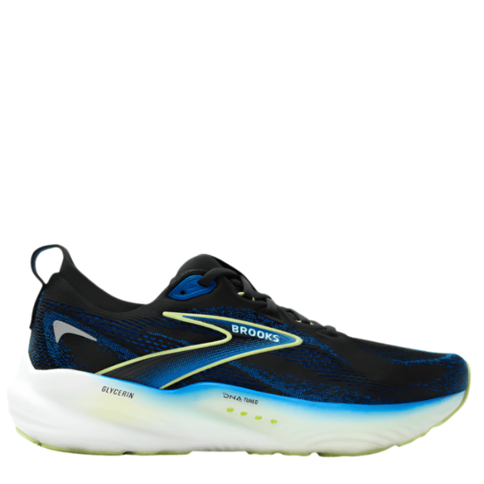 Brooks Men's Glycerin 22 Running Shoes in Black/Cobalt/Neo Yellow SS25