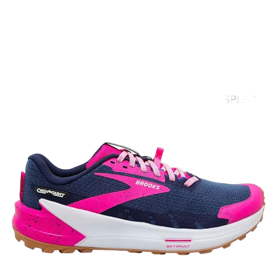 Brooks Women's Catamount 2 Trail Running Shoes in Peacoat/Pink/Biscuit SS23