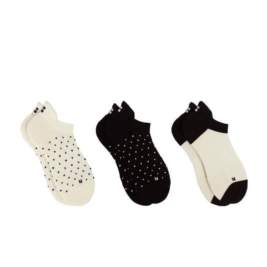 Workout Trainer Socks 3 Pack in Cream SB Polka Dot