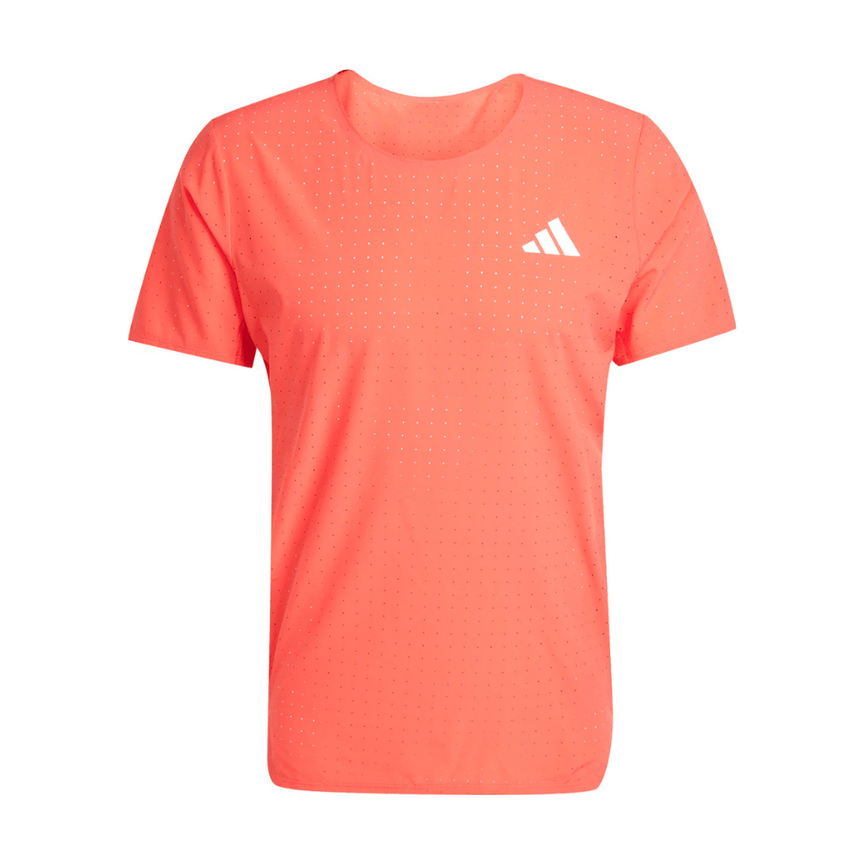 Adidas Clothing Adidas Men's Adizero Short Sleeved Running Tee in Red SS25 - Up and Running