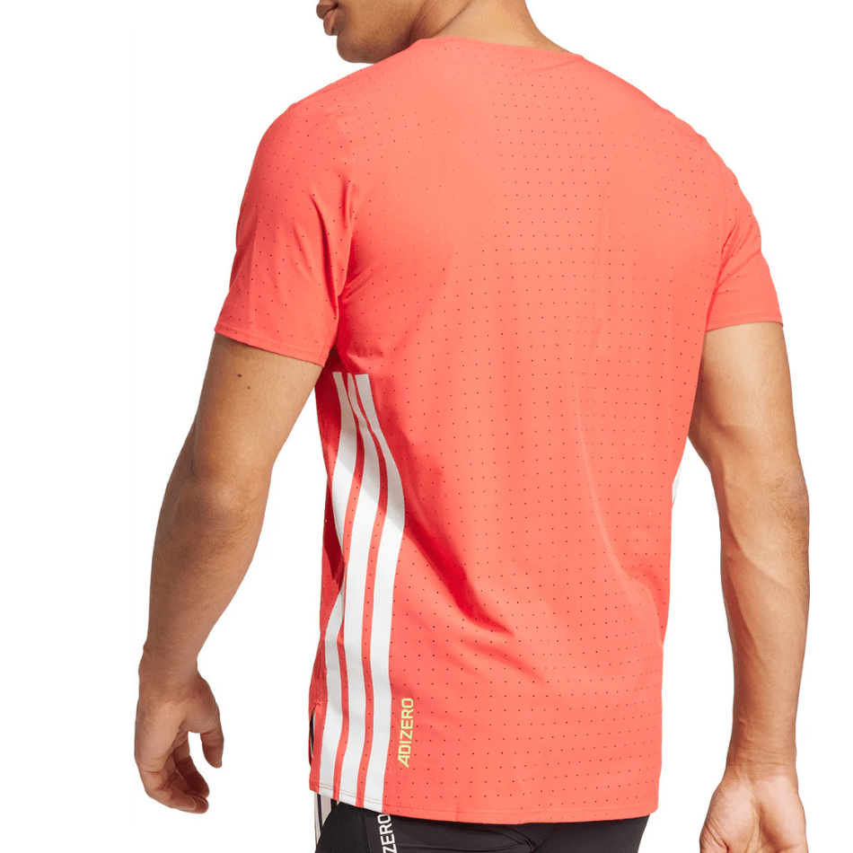 Adidas Clothing Adidas Men's Adizero Short Sleeved Running Tee in Red SS25 - Up and Running