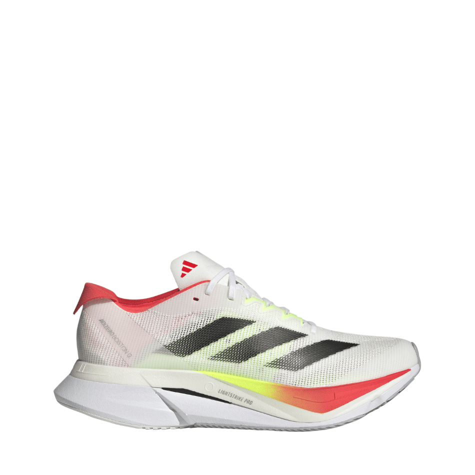 Adidas Shoes Adidas Men's Boston 12 Running Shoes in FTWR White/Core Black/Lucid Red SS25 - Up and Running