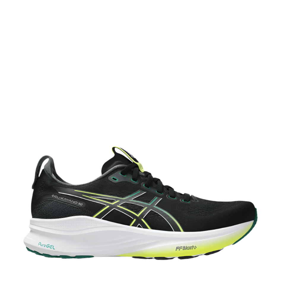ASICS Shoes ASICS Men's GEL-KAYANO 32 Running Shoes in Black/Green AW25 - Up and Running