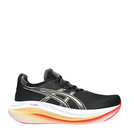ASICS Shoes ASICS Men's GEL-NIMBUS 27 Running Shoes in Black/Yellow/Red AW25 - Up and Running