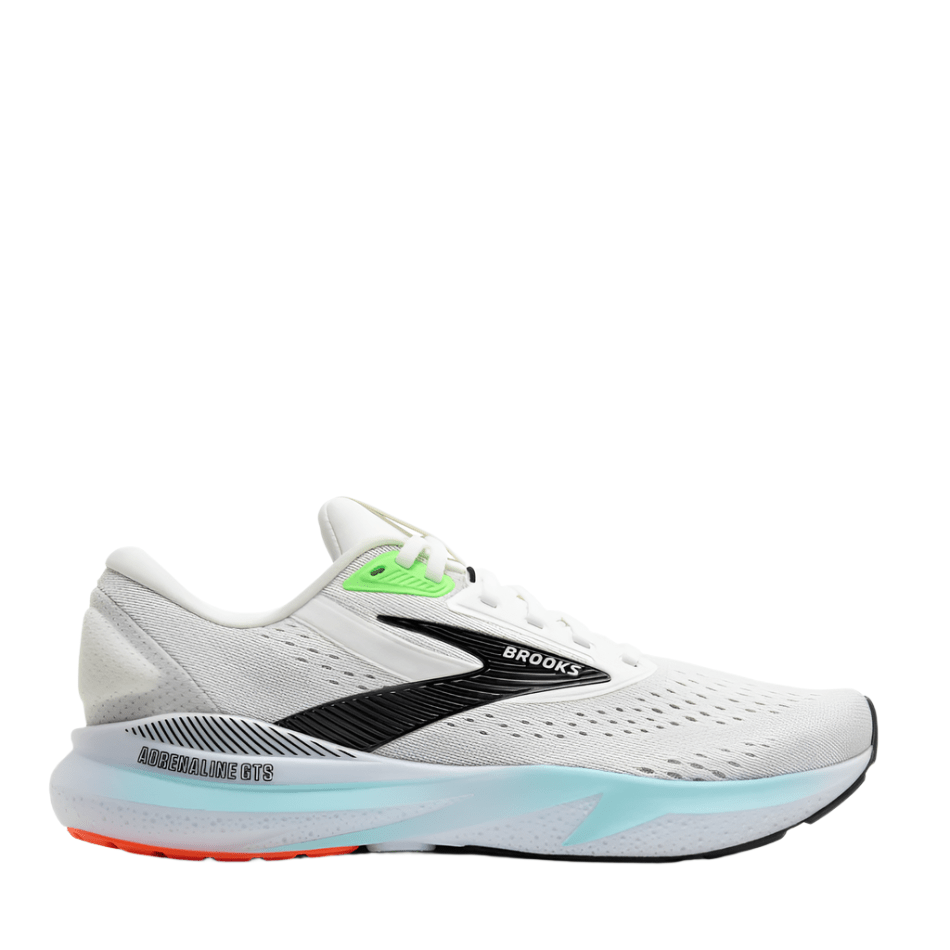 Brooks Shoes Brooks Men's Adrenaline GTS 24 Running Shoes in White/Gecko/Atomizer AW25 - Up and Running