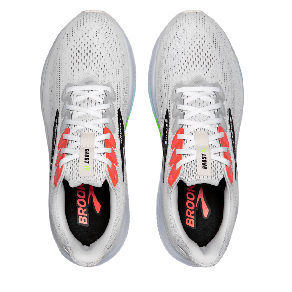 Brooks Shoes Brooks Men's Ghost 17 Running Shoes in White/Pink Clay/Gecko AW25 - Up and Running