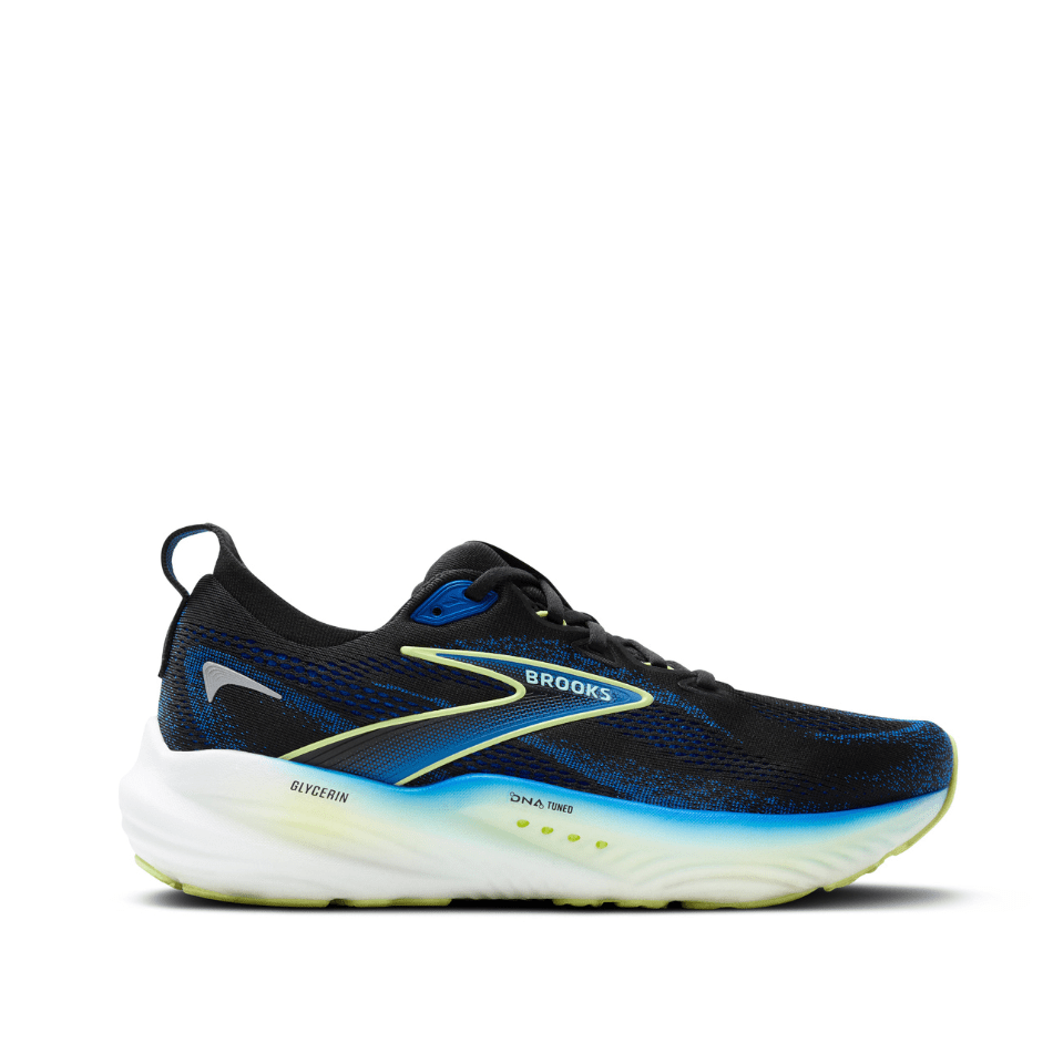 Brooks Shoes Brooks Men's Glycerin GTS 22 Running Shoes in Black/Cobalt/Neo Yellow SS25 - Up and Running